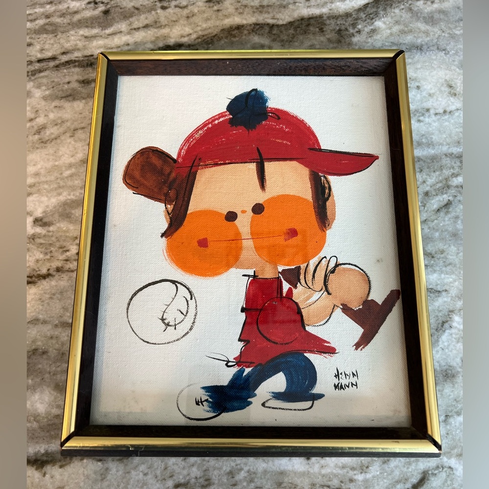 Original Baseball Painting on Canvas by Helyn Mann